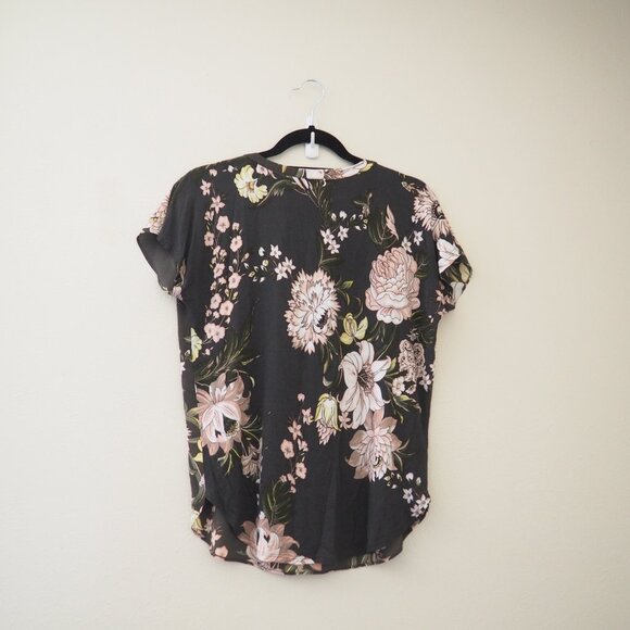 LOFT Floral Split Neck Blouse sz S - Picture 3 of 4
